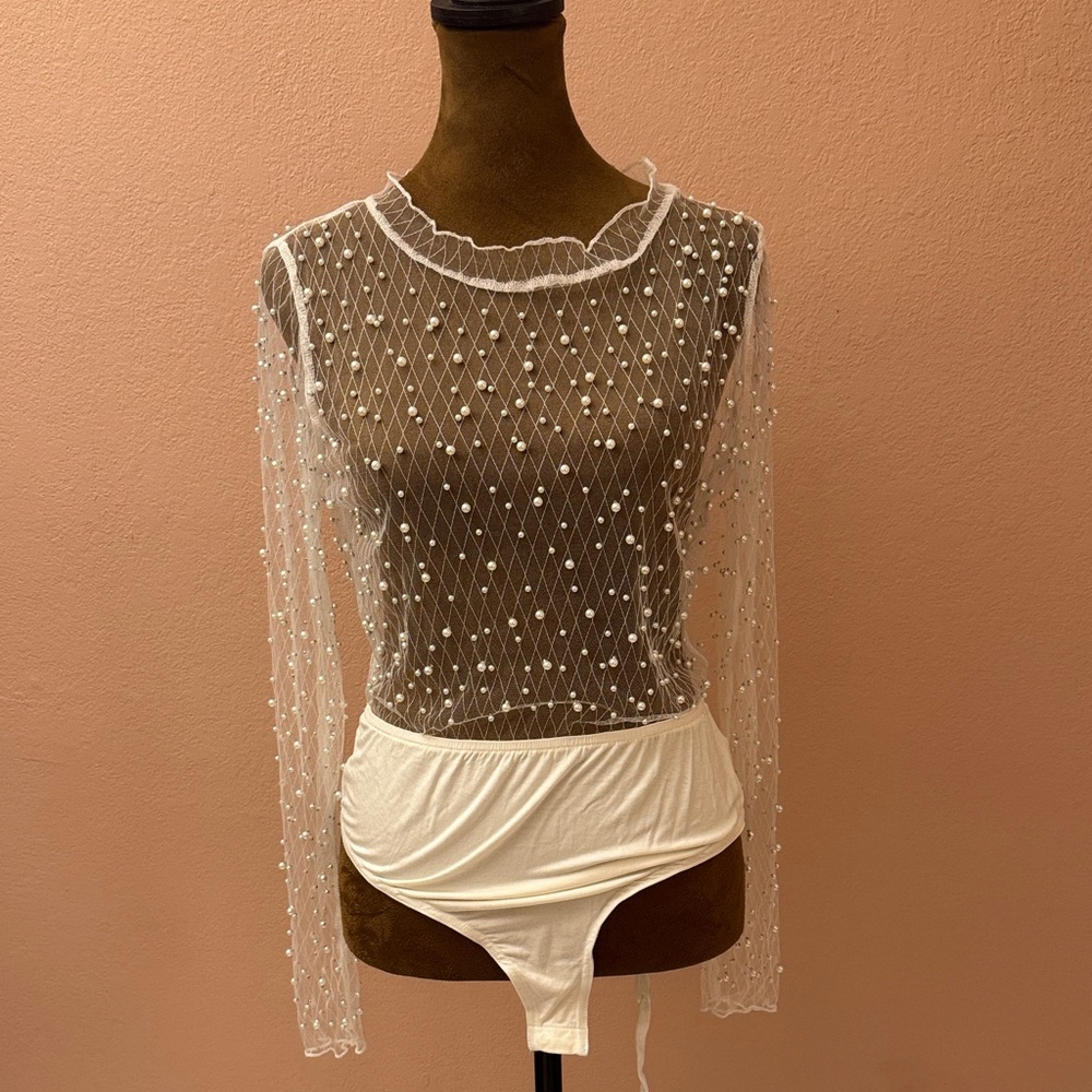 San Joy White Mesh Bodysuit